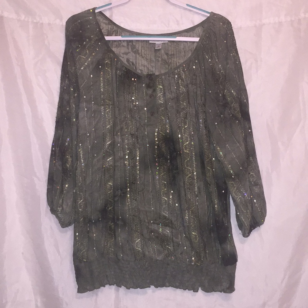 *REDUCED* Dressbarn 💚 velvety sequin shirt 1x 🖤